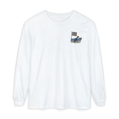 2025 New Summer Swissy Unisex *Long Sleeve* With Text "Summer Swissy" Comfort Colors Brand Shirt, Greater Swiss Mountain Dog Flag Shirt, Cartoon Swissy Character
