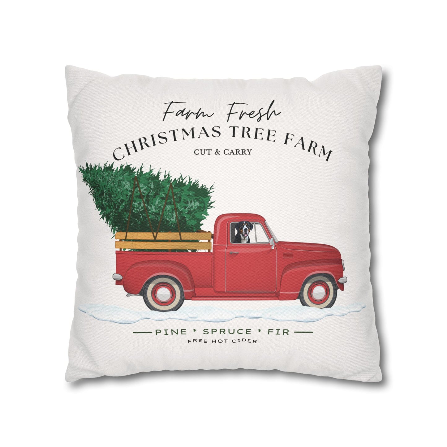 Christmas Swissy Tree Farm Pillow Cover, Double Sided Print