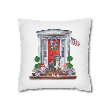 Summer Swissy in the USA, Greater Swiss Mountain Dog Pillow Cover, Hand Drawn, Double-Sided Graphics, Swissy, GSMD