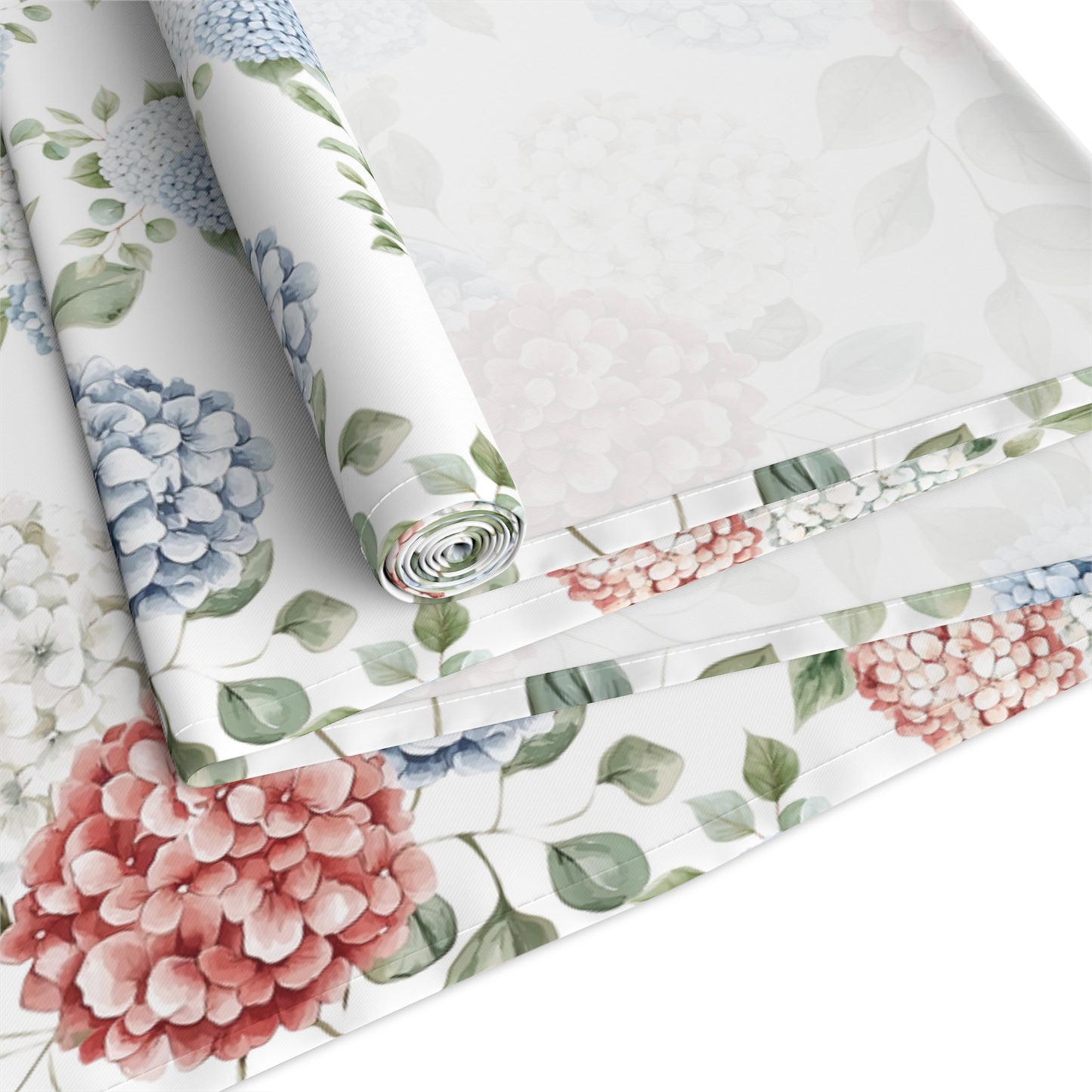 Watercolor Patriotic Hydrangea Summer Table Runner