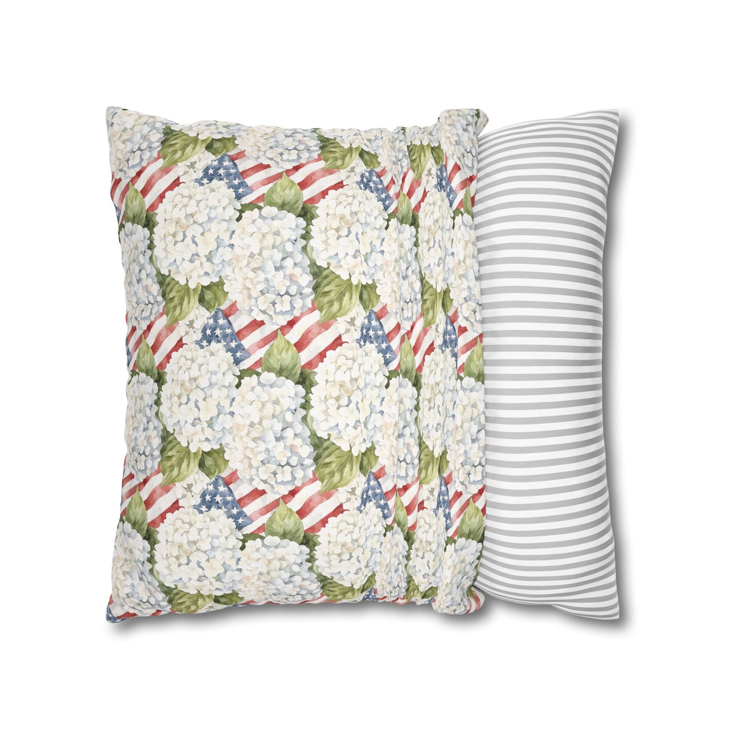Patriotic Hydrangea Pillow Cover, 4th of July Pillow Cover, Farmhouse Summer Decor