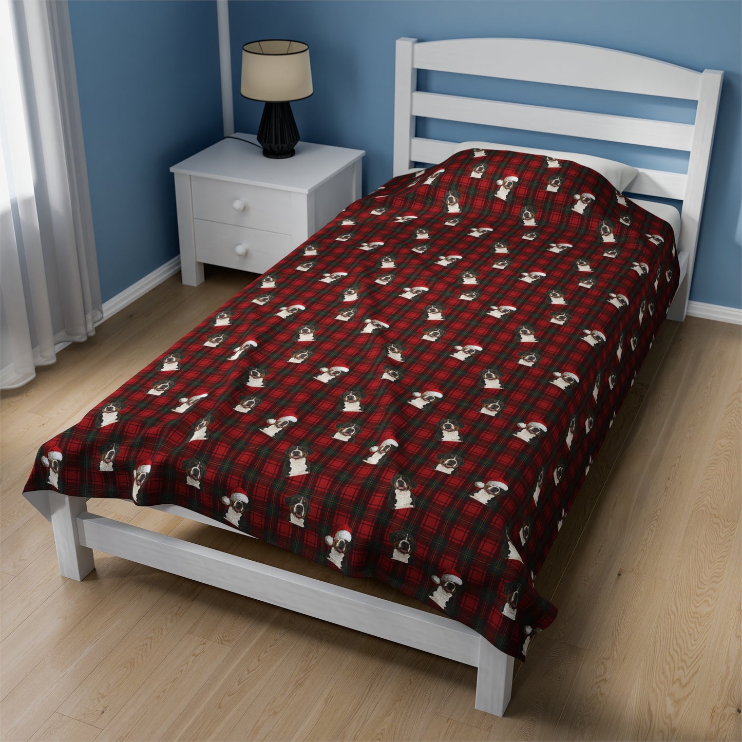 Swissy Funny Christmas Plaid Velveteen Plush Blanket