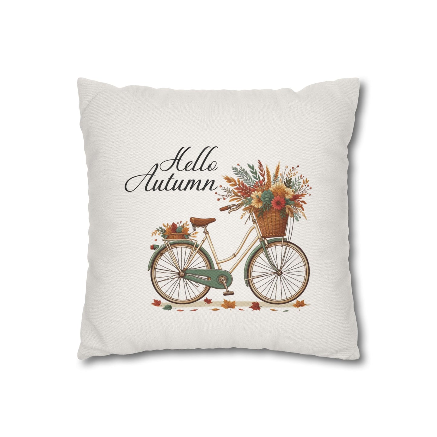 Fall Bicycle Flowers Pillow Cover