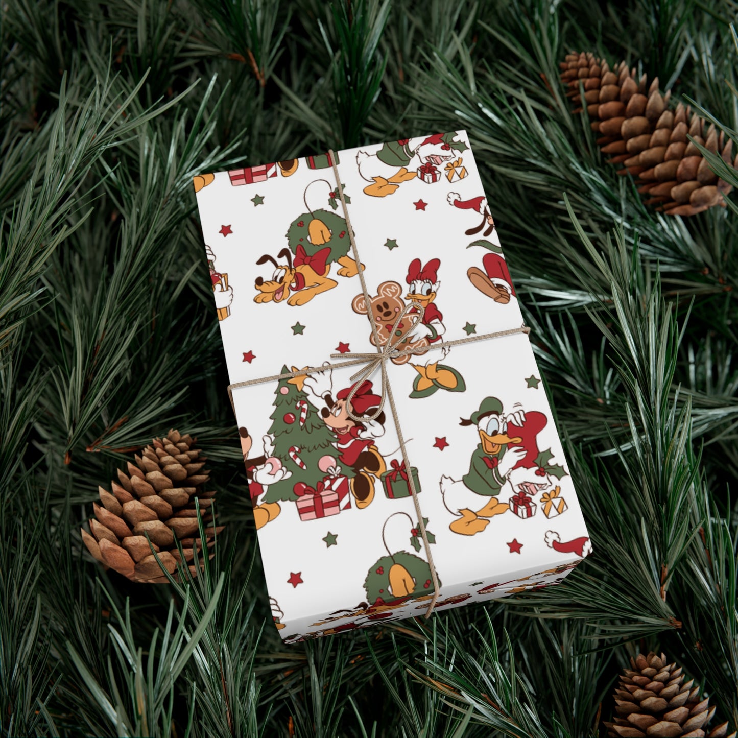 Vintage Retro Children's Mouse Christmas Wrapping Paper, Classic Christmas Gift Wrap Roll, Holiday Gift Wrap, Christmas Paper