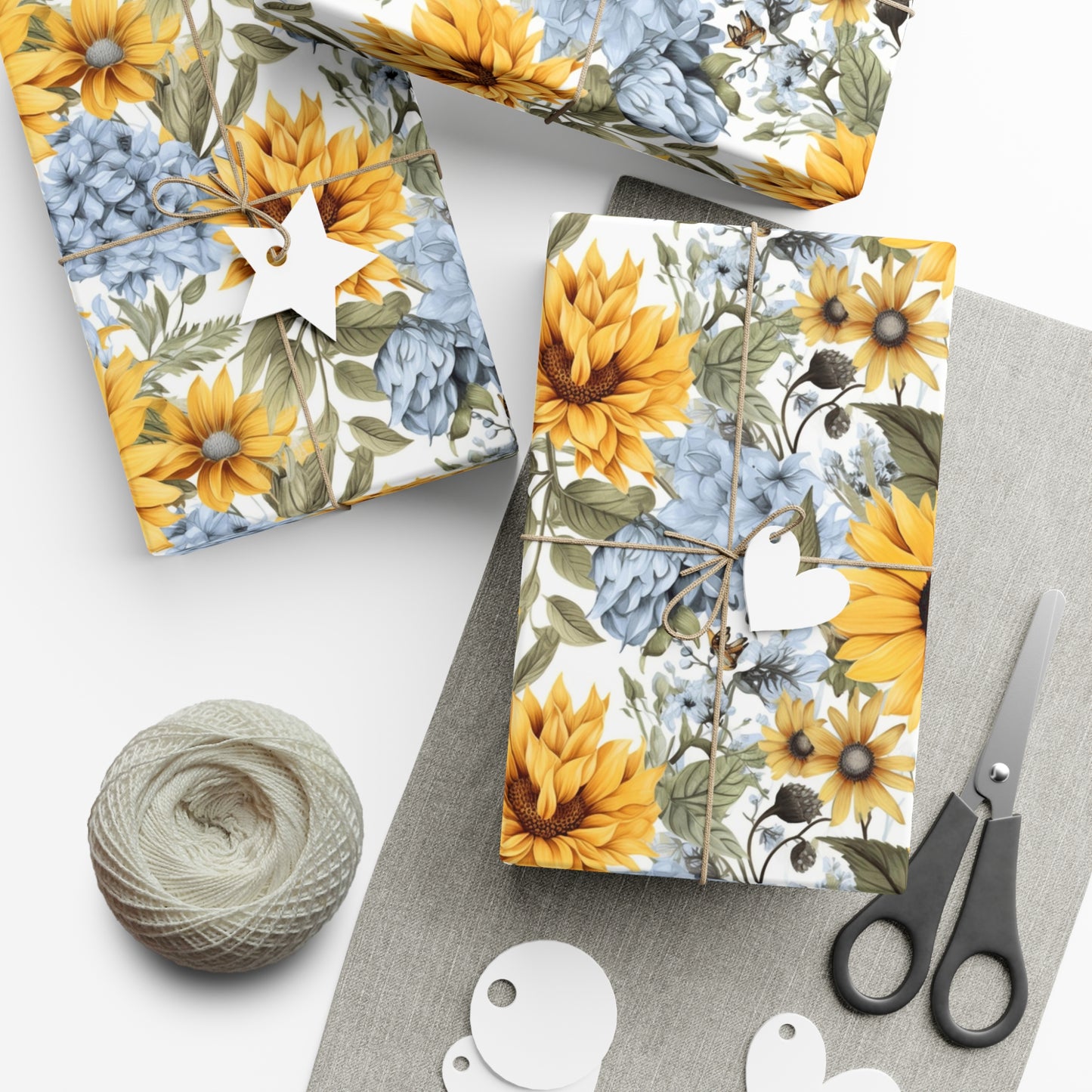 Sunflower Autumn Harvest Farmhouse Wrapping Paper, Gift Wrap