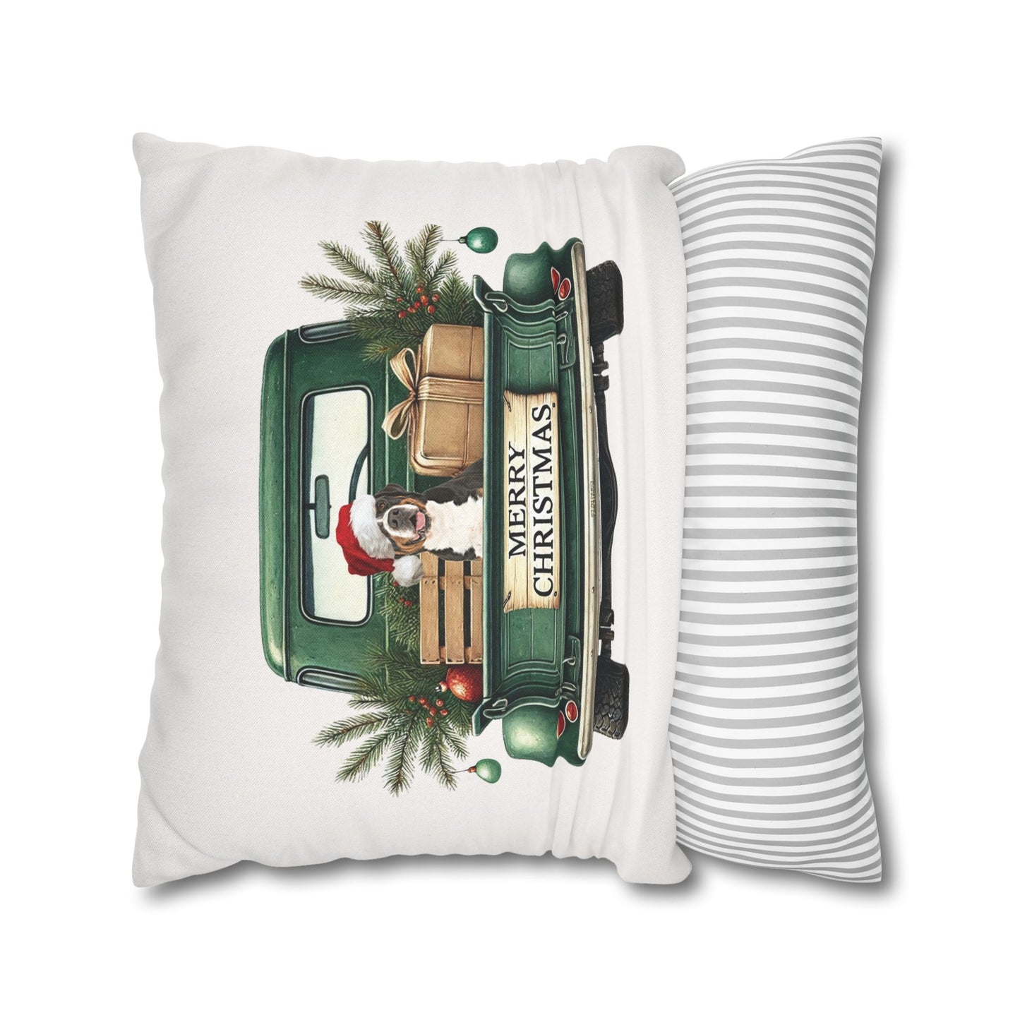 Christmas Truck Swissy Pillow Cover, Double Sided Print