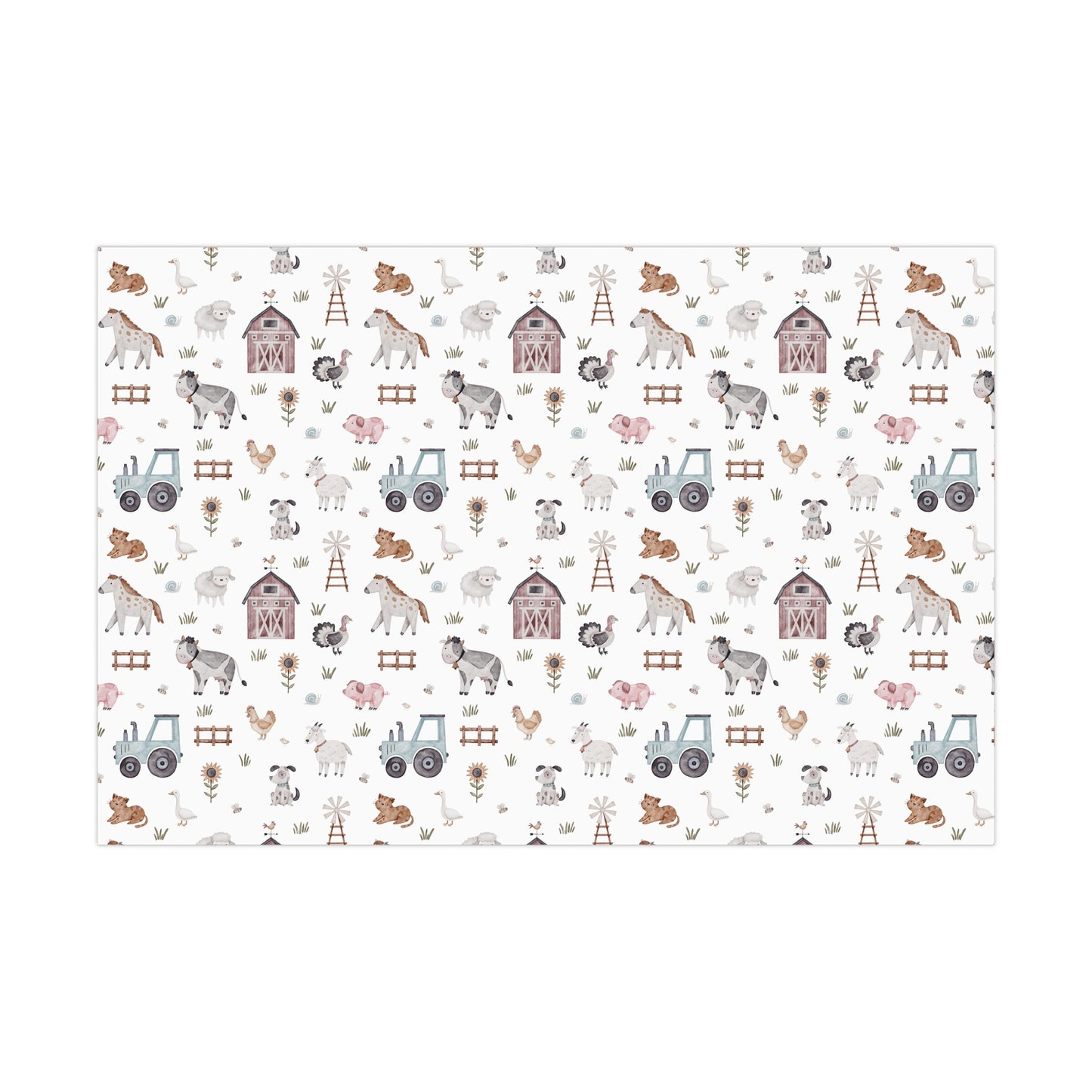 Farm Animals Wrapping Paper, Gift Wrap, Farm Birthday Party