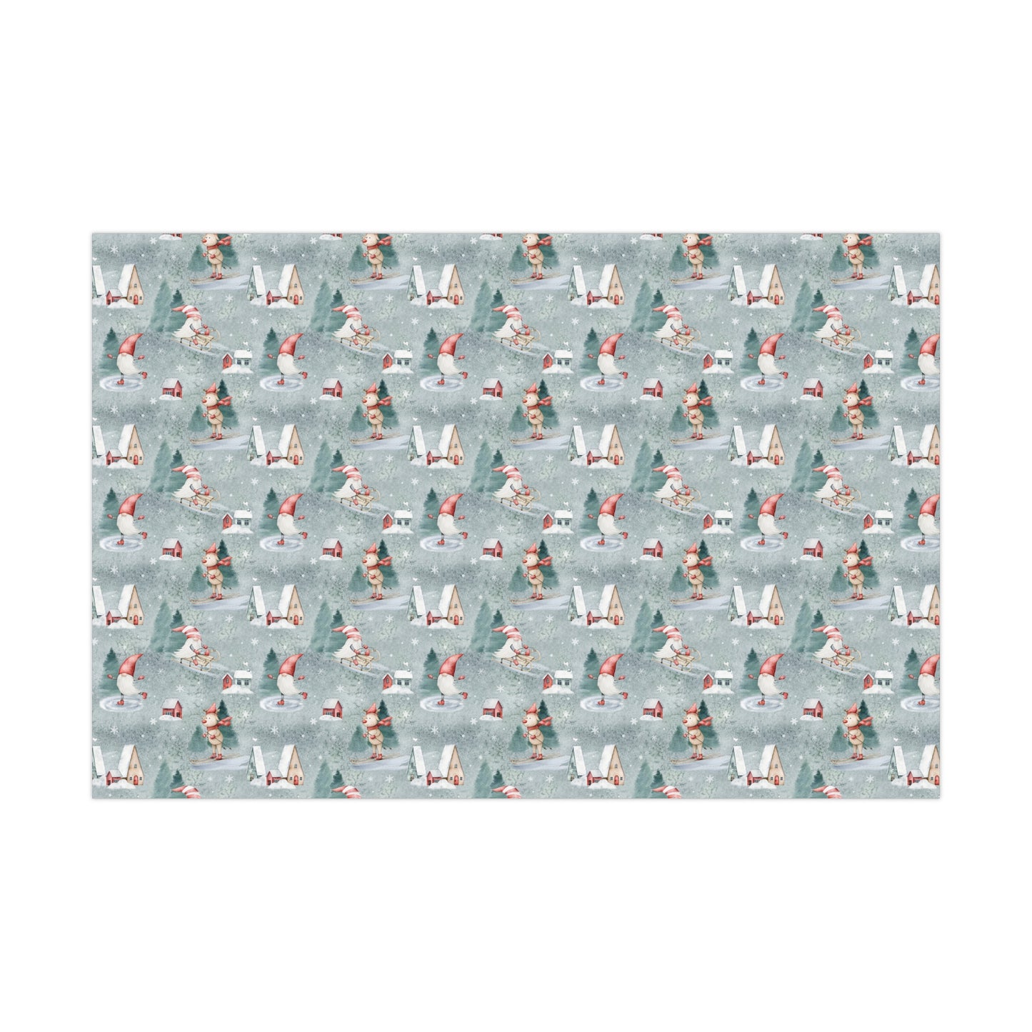 Scandinavian Gnome Christmas Gift Wrap, Christmas Wrapping Paper, Reindeer Skiing Christmas Gift Wrap, Wrapping, Christmas Gifts