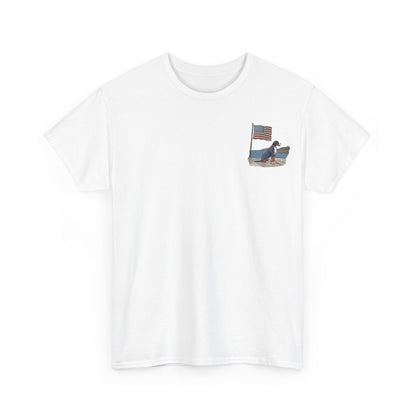 Double Sided Version w/ text "Summer Swissy" Version of our 2025 New Summer Swissy Unisex Tshirt, Greater Swiss Mountain Dog Patriotic Flag Shirt, Cartoon Swissy Character