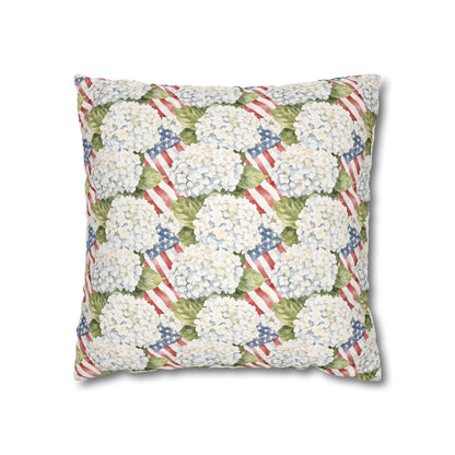 Patriotic Hydrangea Pillow Cover, 4th of July Pillow Cover, Farmhouse Summer Decor