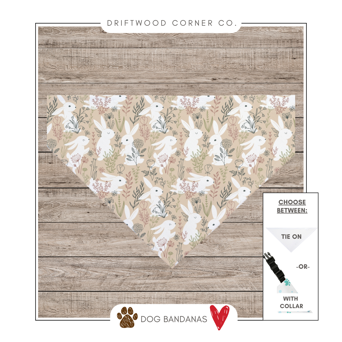 Easter Rabbits Dog Bandana, Dog Spring Bunnies Bandana