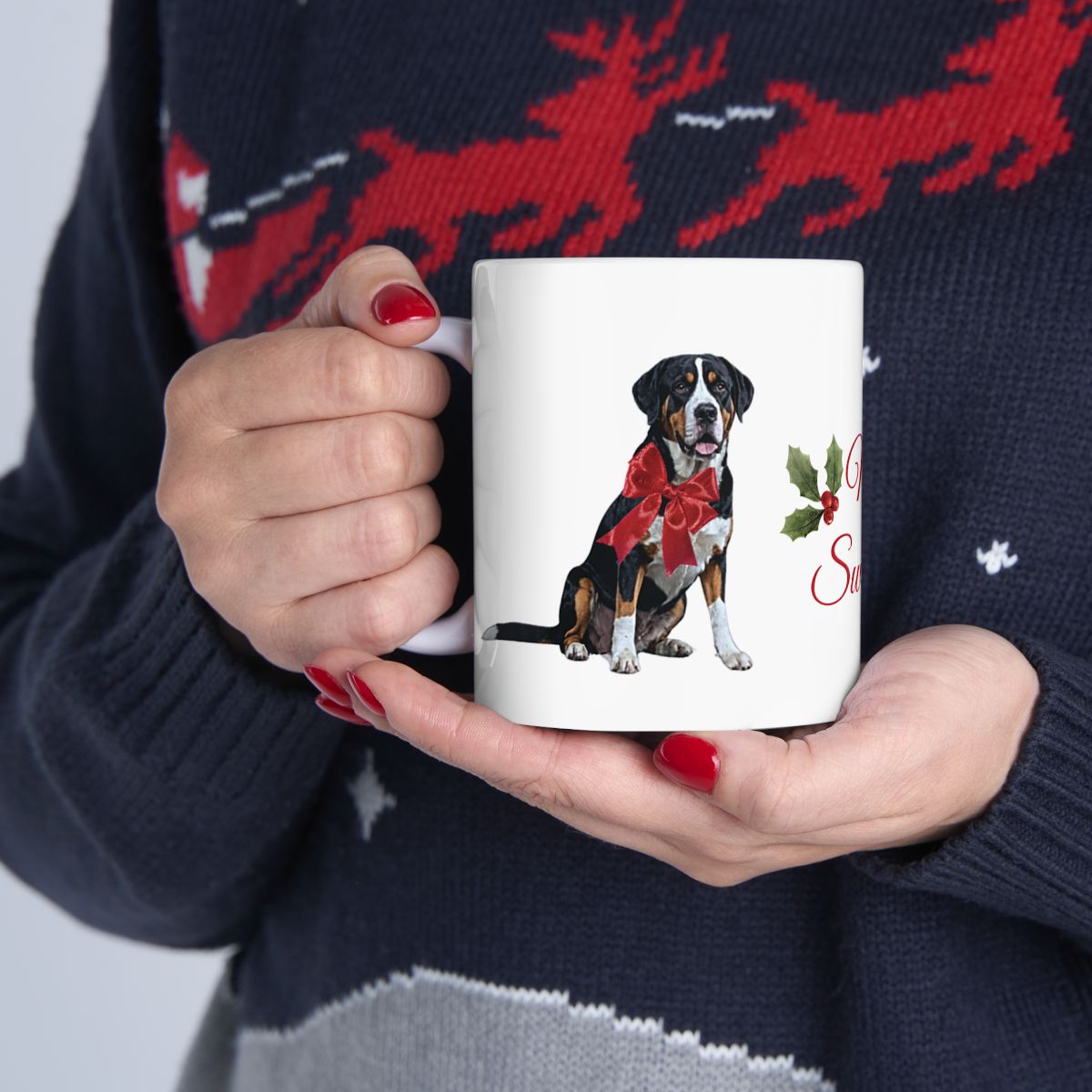 Greater Swiss Mountain Dog Christmas Ceramic Mug, (11oz, 15oz)