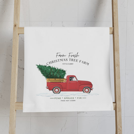 Swissy Christmas Tree Farm Hand Towel, Kitchen or Bath