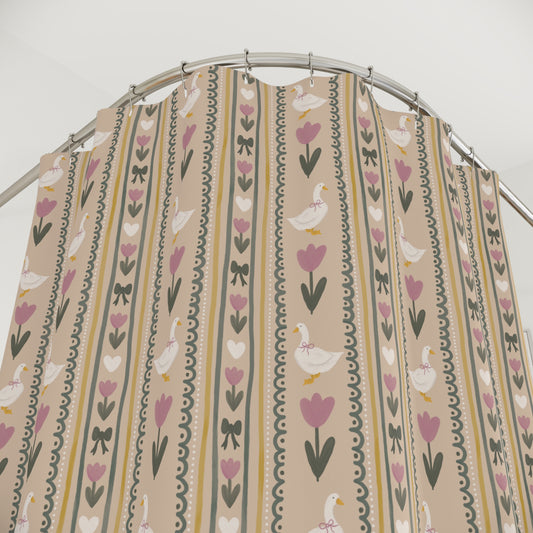 Cottagecore Vintage Summer Goose Shower Curtain