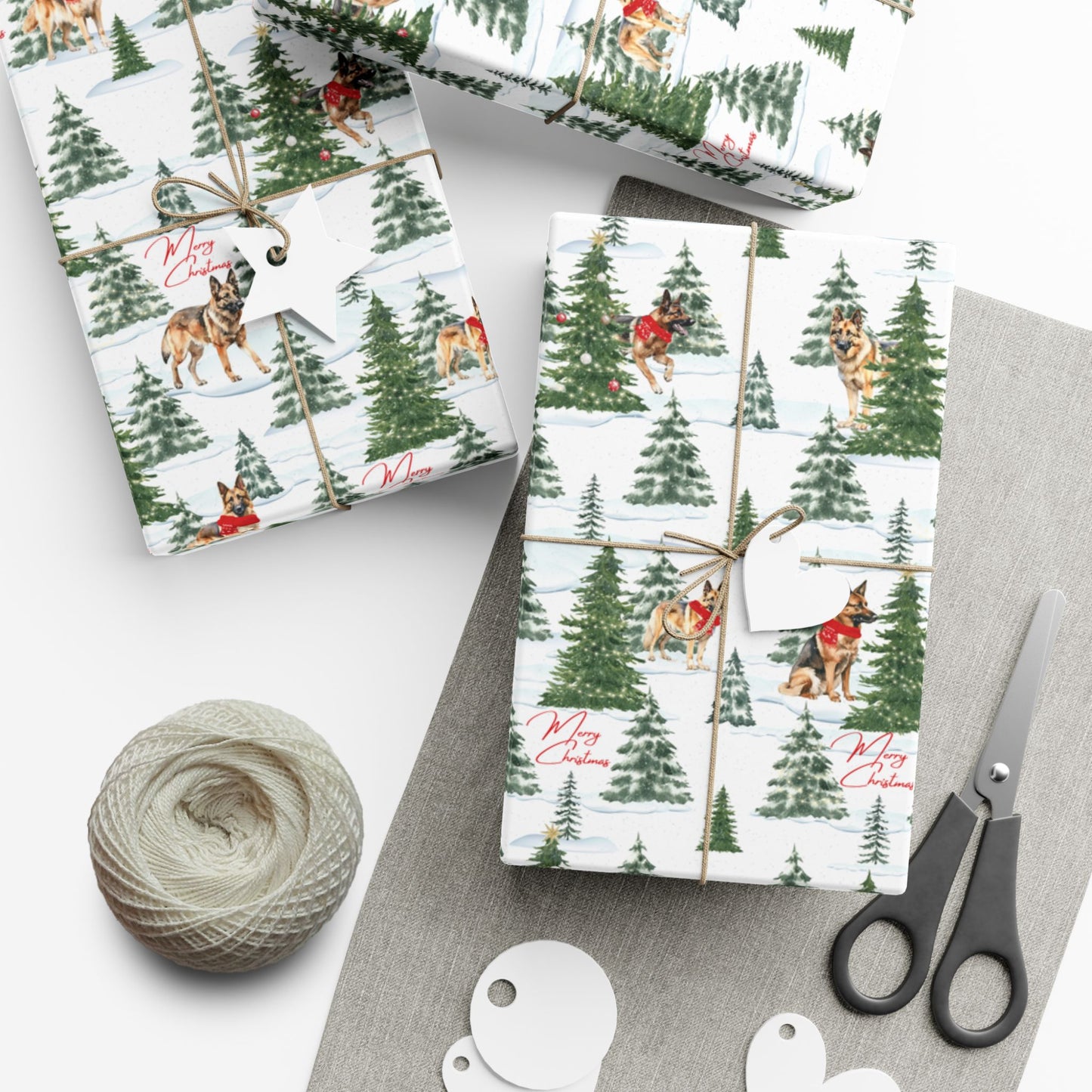 Snowy German Shepherd Christmas Wrapping Paper