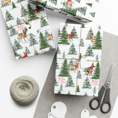 Snowy German Shepherd Christmas Wrapping Paper