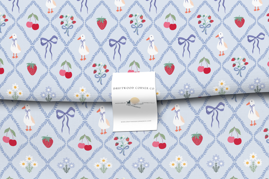 Goose & Summer Strawberries Premium Combed Pima Cotton