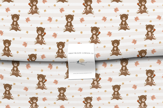 Fall Woodland Bear & Apples Premium Combed Pima Cotton