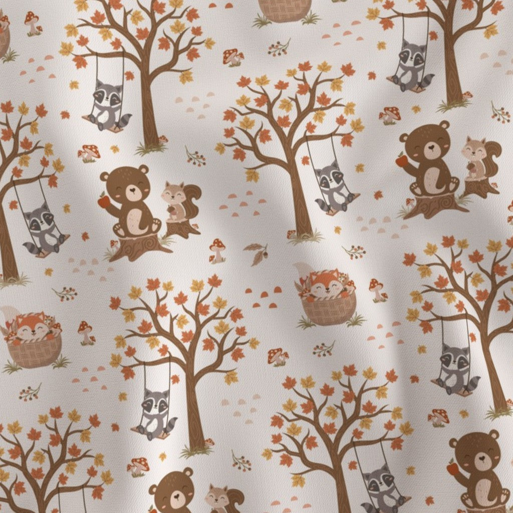 Fall Woodland Animals Premium Combed Pima Cotton