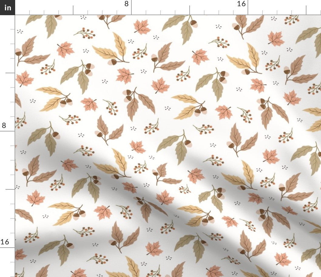 Fall Leaves & Acorns Premium Combed Pima Cotton