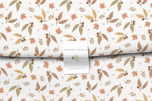 Fall Leaves & Acorns Premium Combed Pima Cotton