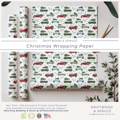 Christmas Evergreen Distressed Retro Cars
