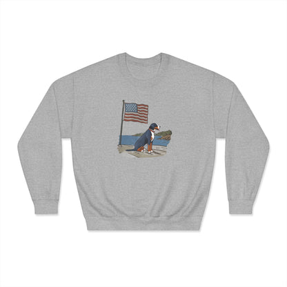 2025 New Summer Swissy Unisex Crewneck Sweatshirt, Greater Swiss Mountain Dog Patriotic Flag Shirt, Cartoon Swissy Character