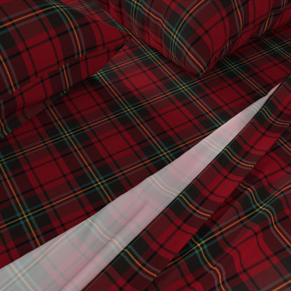 Christmas Tartan Plaid Premium Italian Cotton Sateen Sheet Set: Classic, Timeless Sophisticated Christmas Bedding