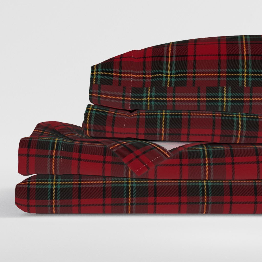Christmas Tartan Plaid Premium Italian Cotton Sateen Sheet Set: Classic, Timeless Sophisticated Christmas Bedding