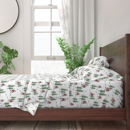 Hockey Santa Sheet Set | Premium Italian Cotton Sateen Christmas Bedding | Luxury Holiday Sheets | Festive Sports Fan Gift