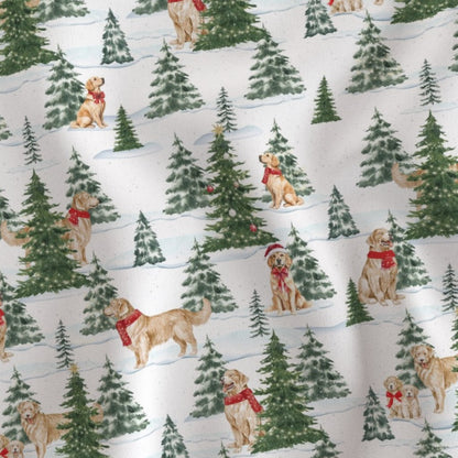 Snowy Golden Retriever Christmas Sham Pillow Cover, Christmas Dogs Pillowcase, Holiday Bedding, Golden Retriever, Christmas Dogs