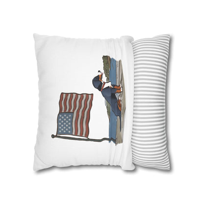 Patriotic Summer Greater Swiss Mountain Dog Pillow Cover, Hand Drawn, Double-Sided Graphics, Swissy, GSMD