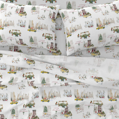 NYC Christmas Sheet Set | Italian Cotton Sateen Christmas Bedding | Luxury Holiday Sheets | (Copy)