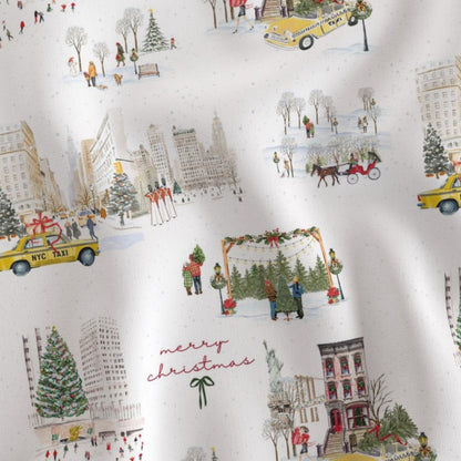 NYC Christmas Sheet Set | Italian Cotton Sateen Christmas Bedding | Luxury Holiday Sheets | (Copy)