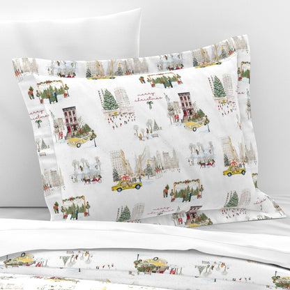 Christmas in NYC Sham or Pillowcase, Christmas Pillowcase, Holiday Bedding, New York City Christmas