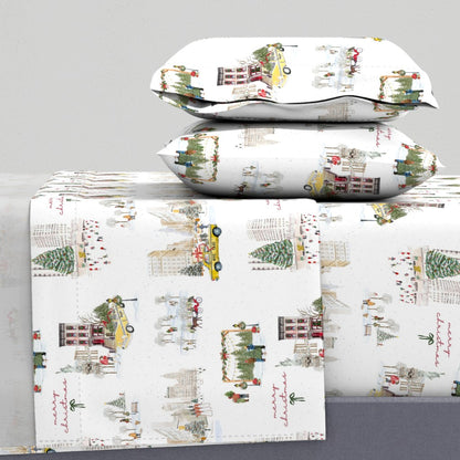 NYC Christmas Sheet Set | Italian Cotton Sateen Christmas Bedding | Luxury Holiday Sheets | (Copy)