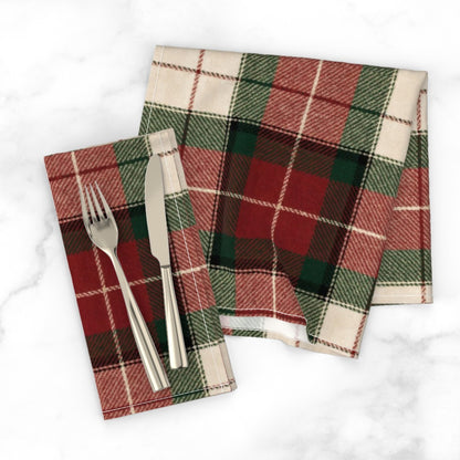 Ralph Lauren Vintage Inspired Christmas, Set of 2 Christmas Tartan Cotton Twill Napkins