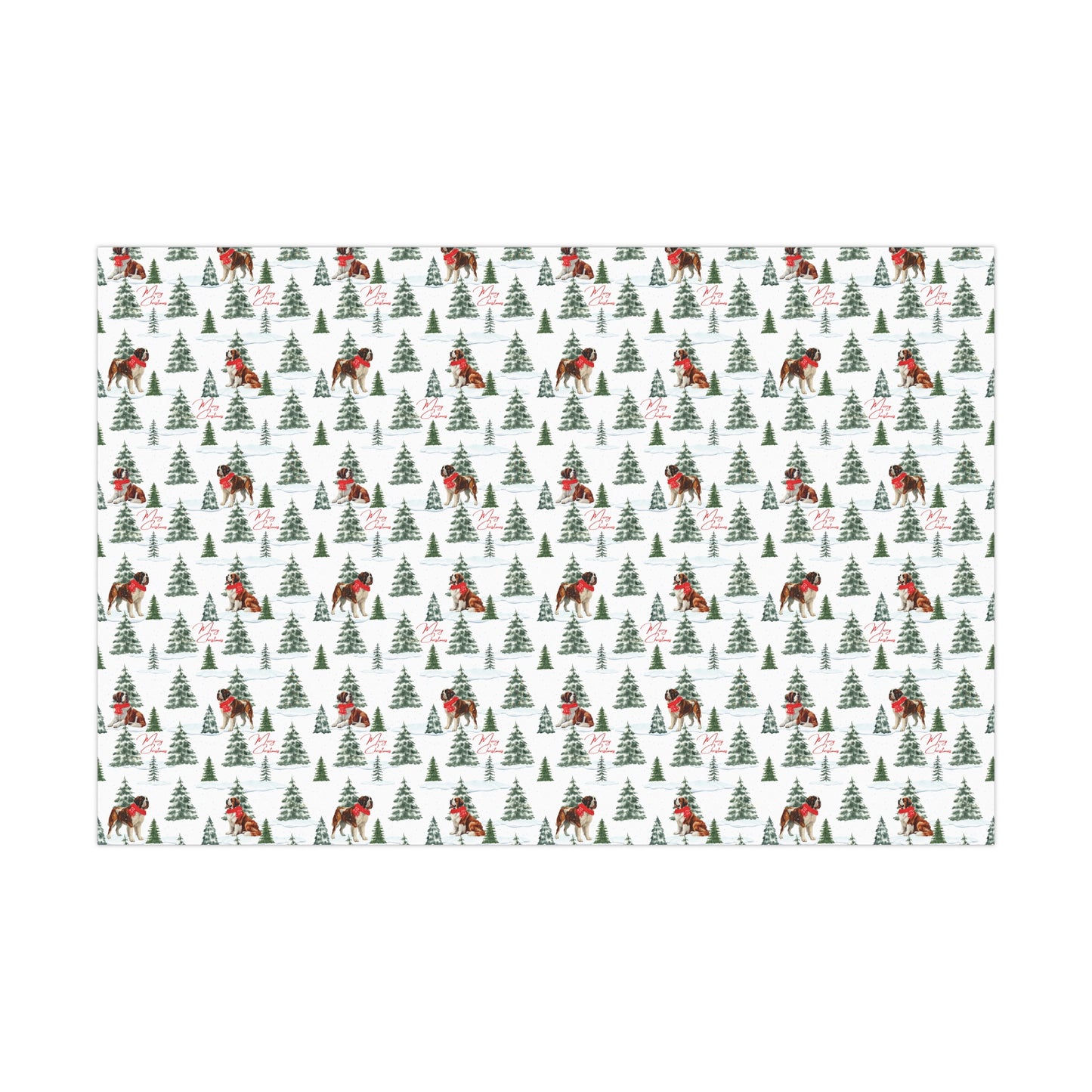 Saint Bernard Snowy Christmas Wrapping Paper