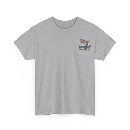 Double Sided Version of our 2025 New Summer Swissy Unisex Tshirt, Greater Swiss Mountain Dog Patriotic Flag Shirt, Cartoon Swissy Character