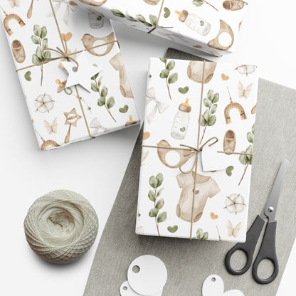 Boho Neutral Baby Shower Wrapping Paper, Baby Shower Wrapping Paper, Baby Shower Gift, Baby boy, Baby Girl, Baby Shower