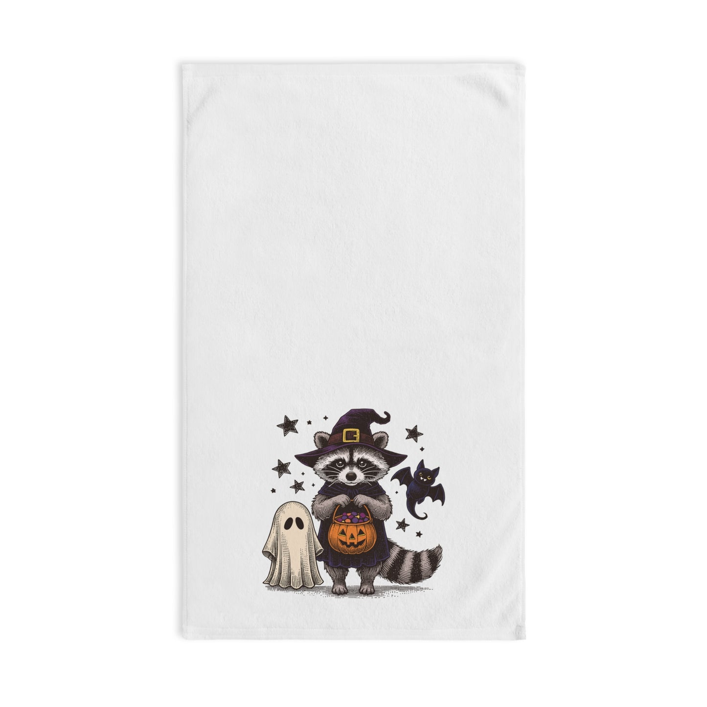 Halloween Trick or Treat Raccoon Hand Towel