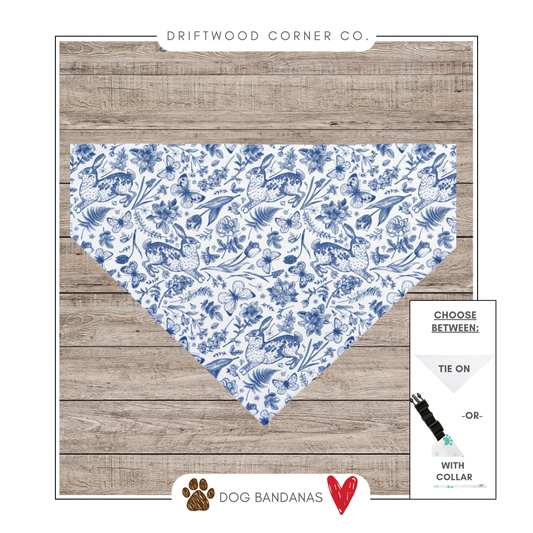 Blue Toile Easter Dog Bandana,Spring Dog Bandana, Grand Millennial Dog Pup