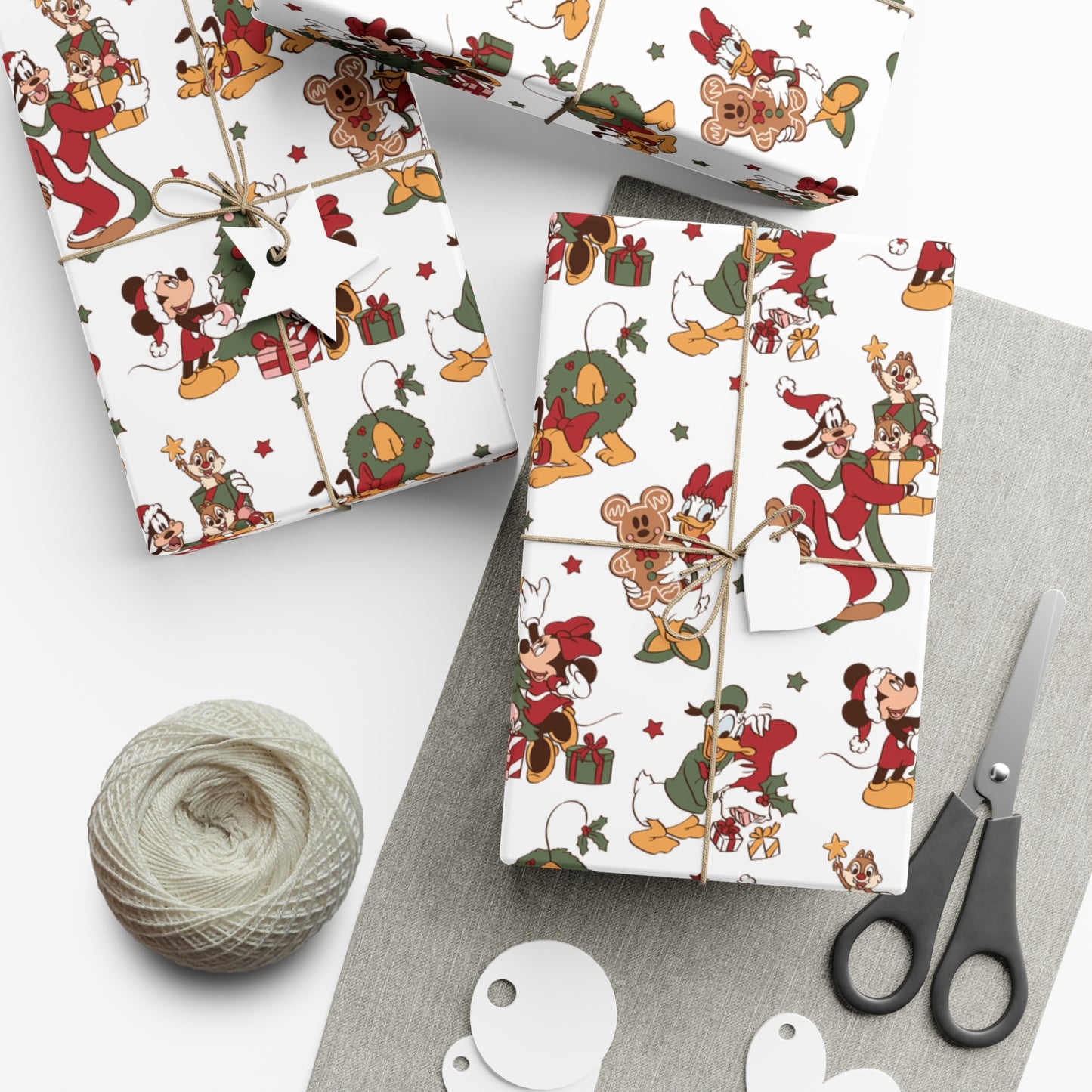 Vintage Retro Children's Mouse Christmas Wrapping Paper, Classic Christmas Gift Wrap Roll, Holiday Gift Wrap, Christmas Paper