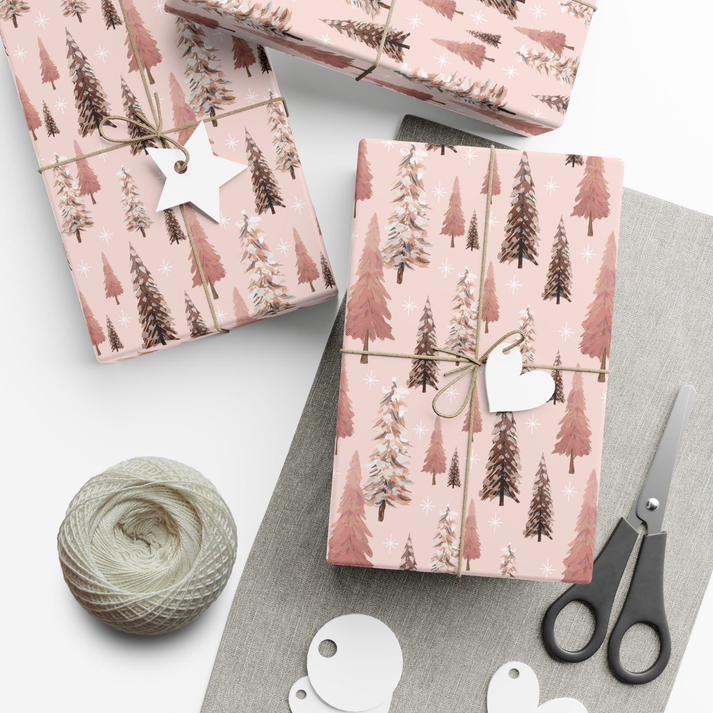 Pink Christmas Tree Wrapping Paper