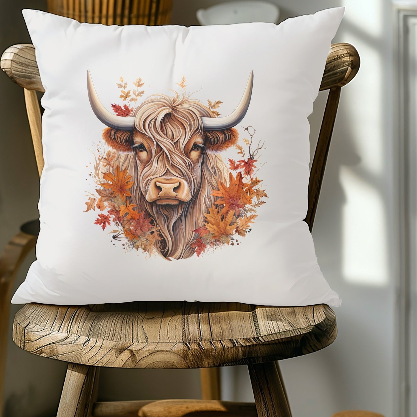 Fall Highland Cow Pillow Cover