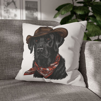Western Black Labrador Retriever, Double Sided Pillow Cover