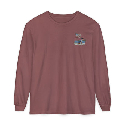 2025 New Summer Swissy Unisex *Long Sleeve* With Text "Summer Swissy" Comfort Colors Brand Shirt, Greater Swiss Mountain Dog Flag Shirt, Cartoon Swissy Character