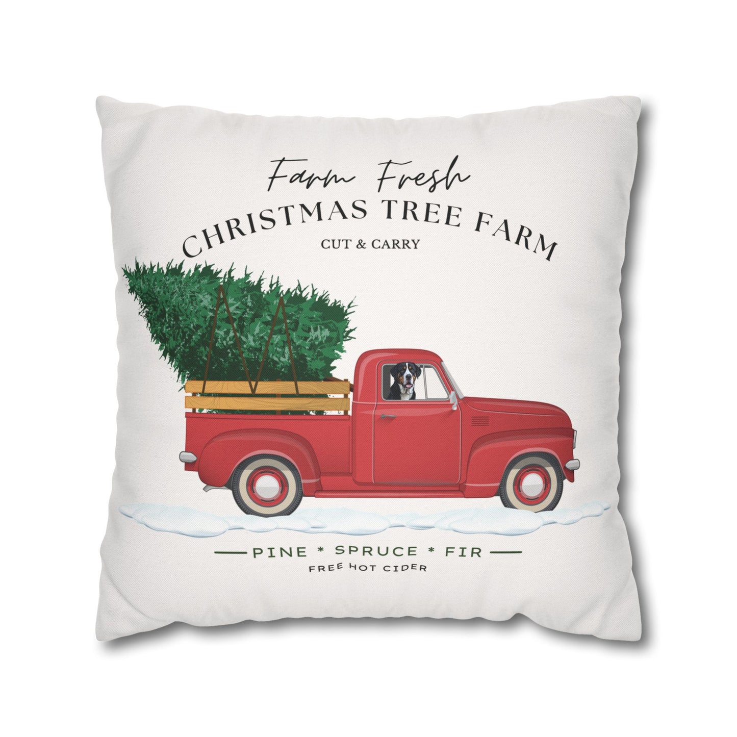 Christmas Swissy Tree Farm Pillow Cover, Double Sided Print