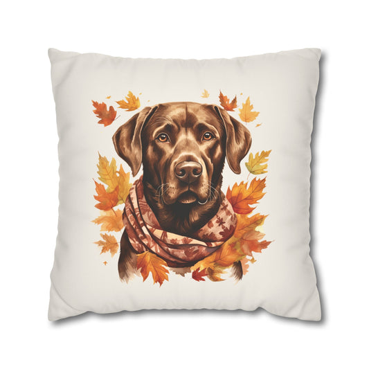 Premium "Faux Suede" Fall Chocolate Labrador Pillow Cover