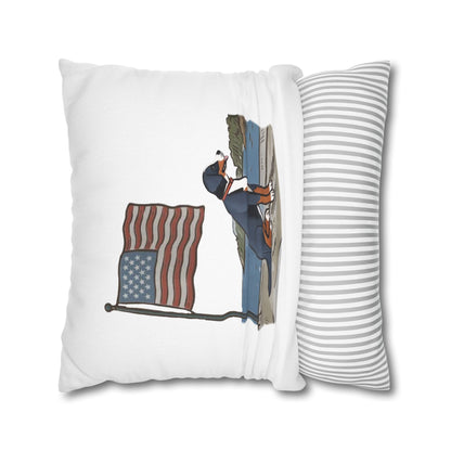 Patriotic Summer Greater Swiss Mountain Dog Pillow Cover, Hand Drawn, Double-Sided Graphics, Swissy, GSMD